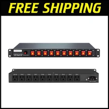 Versatile 10-Outlet PDU Power Strip with 1800 Joules Surge Protection - 6ft Cord