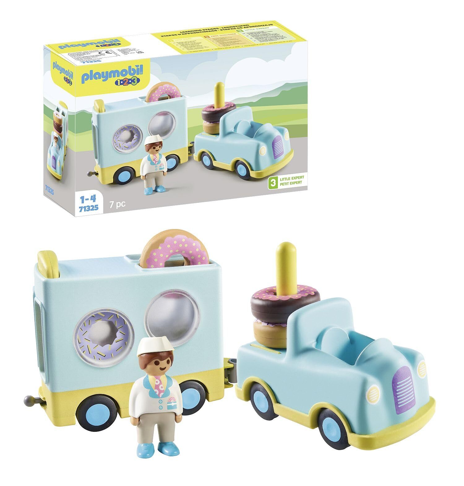 Playmobil 71325 1.2.3: Doughnut Truck with Stacking and Sorting Feature, playset