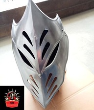 Medieval Warrior Knight Full Face Armor Helmet Black Ice Visor Helmet LARP New