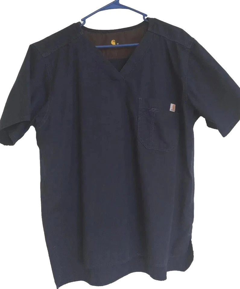 Мужские медицинские скрабы с коротким рукавом Carhartt с V-образным вырезом цвет синий - Изображение 4 из 4