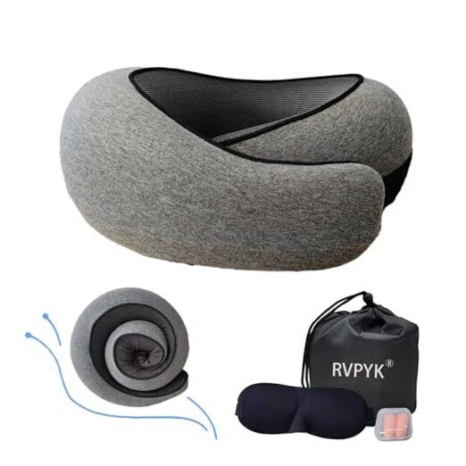 Travel Neck Pillow for Airplanes, 100% Pure Memory Foam Travel Pillow, 360°