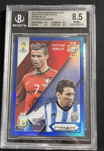 2014 Panini Prizm World Cup Matchups Ronaldo Lionel Messi Blue /199 BGS 8.5