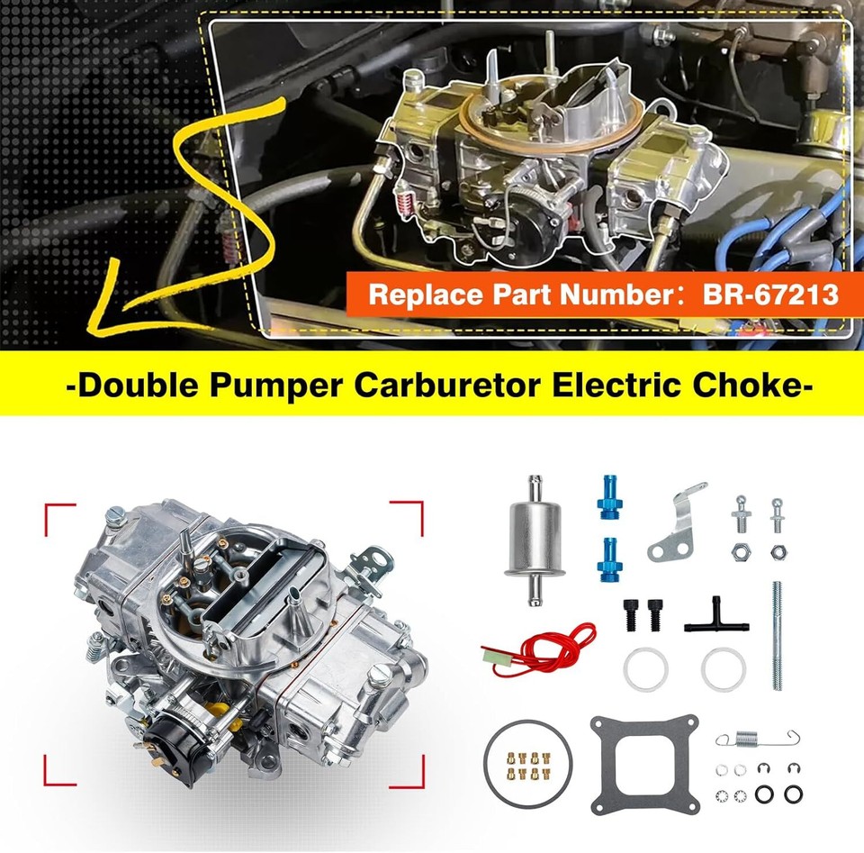 4 Barrel 750 CFM Double Pumper Carb E-Choke  BR-67213 Carburetor