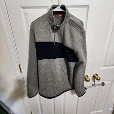 IZOD 1/4 ZIP LONG SLEEVE PULLOVER GREY/NAVY SWEATER LARGE