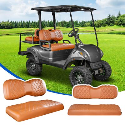 NOKINS 4PCS Golf Cart Seat Covers Kit Front Rear for Yamaha G29 Drive2 Brown