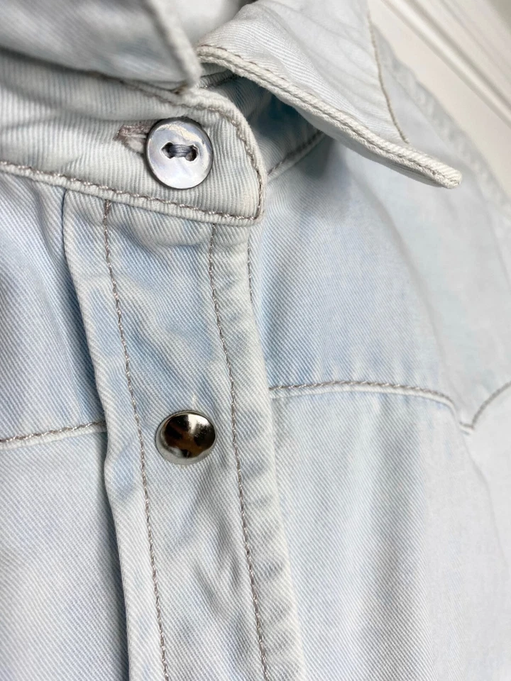 Chaqueta Camisa STELLA MCCARTNEY Italia Denim Lavado Ligero Botón a Presión Occidental 48 10US Foto 4 de 4