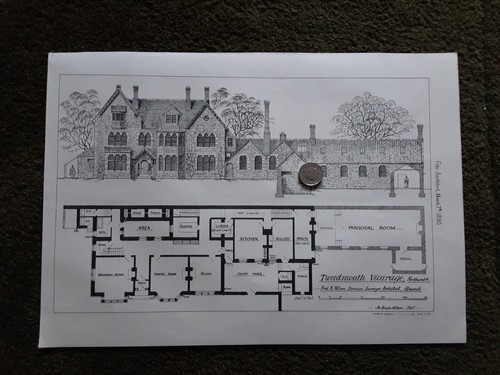 Antique Print Tweedmouth Vicarage Northumberland Original 1890