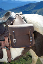 Standard Leather Saddle Bags - Horseback Saddle Attached Trail Ranch Ride
