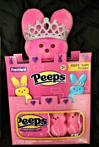 Easter New! Peeps Pink Princess Bunny Plush +4ct Marshmallow Box Gift Set