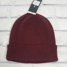 Alfani Beanie Hat Maroon Knit Ribbed Dressy Cap Winter One Size Cuffed New