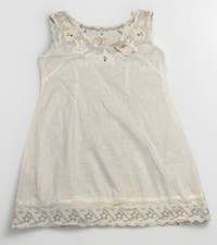 $118 Free People White Sleeveless Lace Accent Side Zip Layer Dress Women Size L
