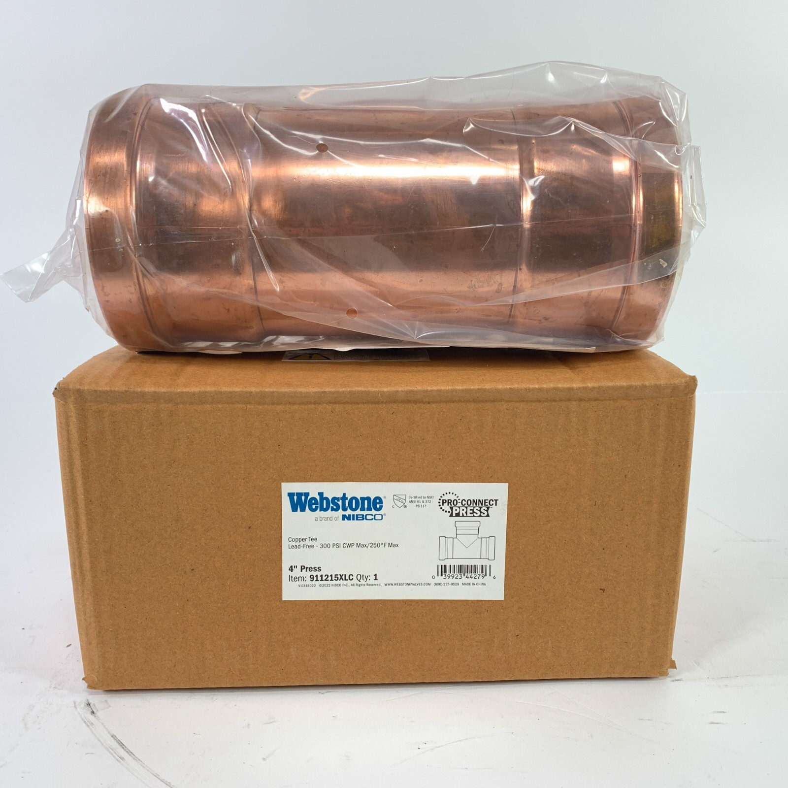 Nibco Webstone 911215XLC Copper Tee 4" Press Pro-Connect