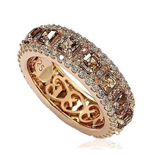 Suzy Levian Rose Sterling Silver CZ Champagne and White Modern Eternity Band