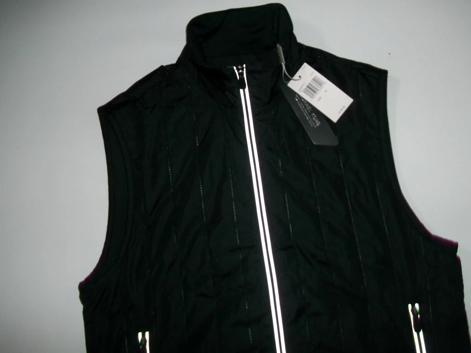 MICHAEL KORS Black Quilted Chenille Full Zip VEST Jacket Mens MEDIUM $198 NEW - Image 2 of 4