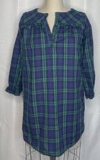CREWCUTS GIRLS SLEEP WEAR CREW NECK LONG SLEEVE RUFFLE NIGHTGOWN PLAID LARGE