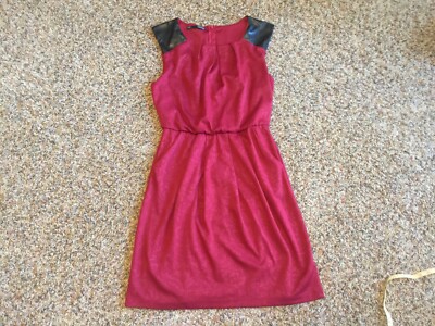 Maurices Burgundy Dress w/ faux leather accents and pockets