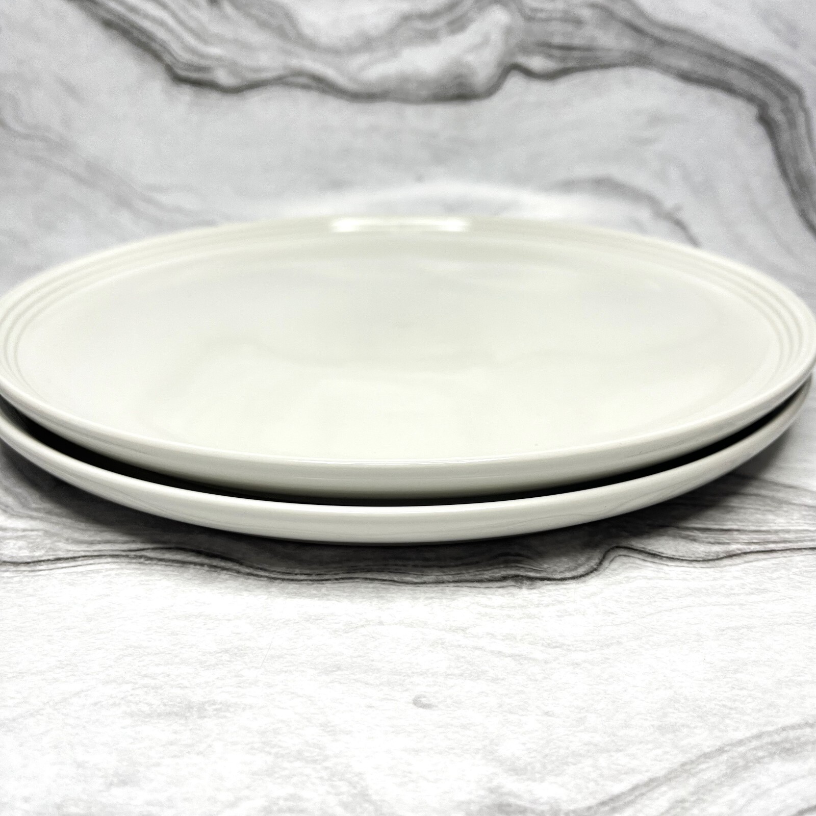 Le Creuset WHITE San Francisco Coupe Dinner Plate Set of 2 eBay