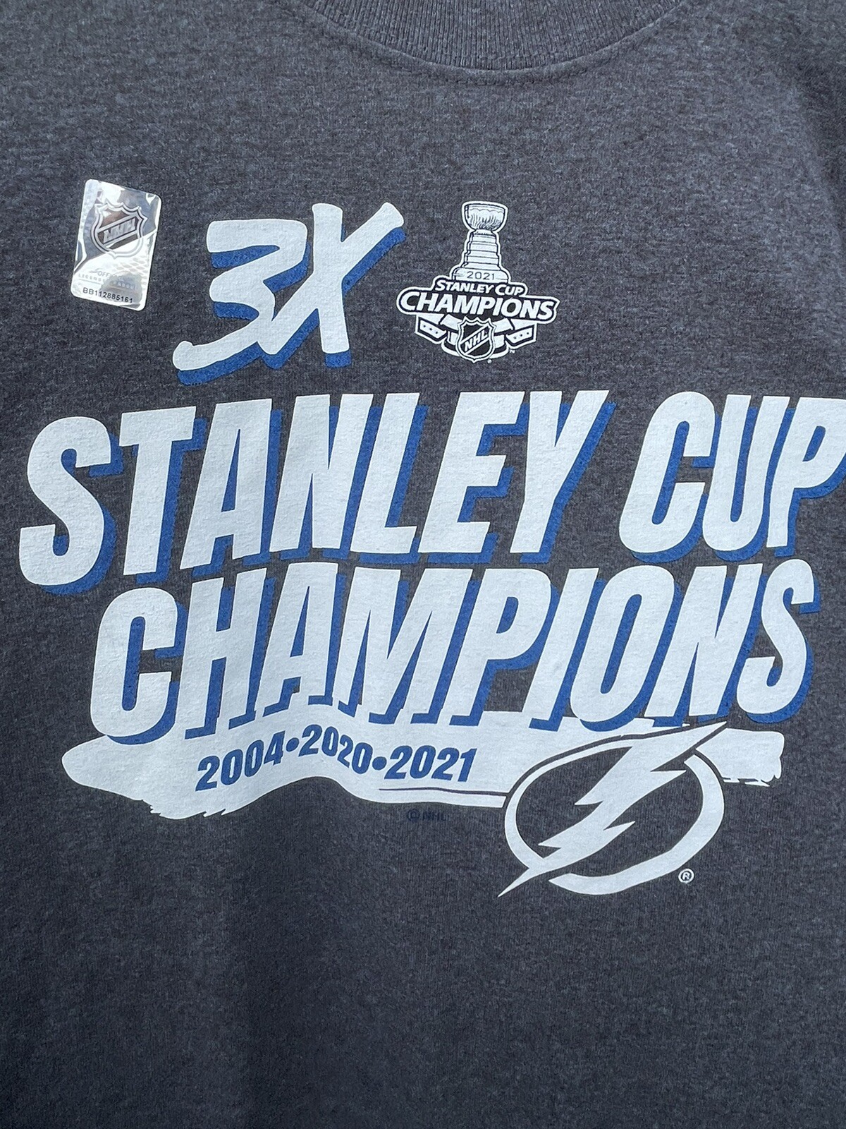 3X Stanley Cup Champions T Shirt Tampa Bay Lightening 2XL BID 4 CHARITY