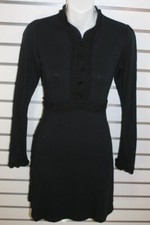NEW NWT asos Women's Black High Neck Dress w/ Black Lace Trim Long Sleeve, Sz 6P