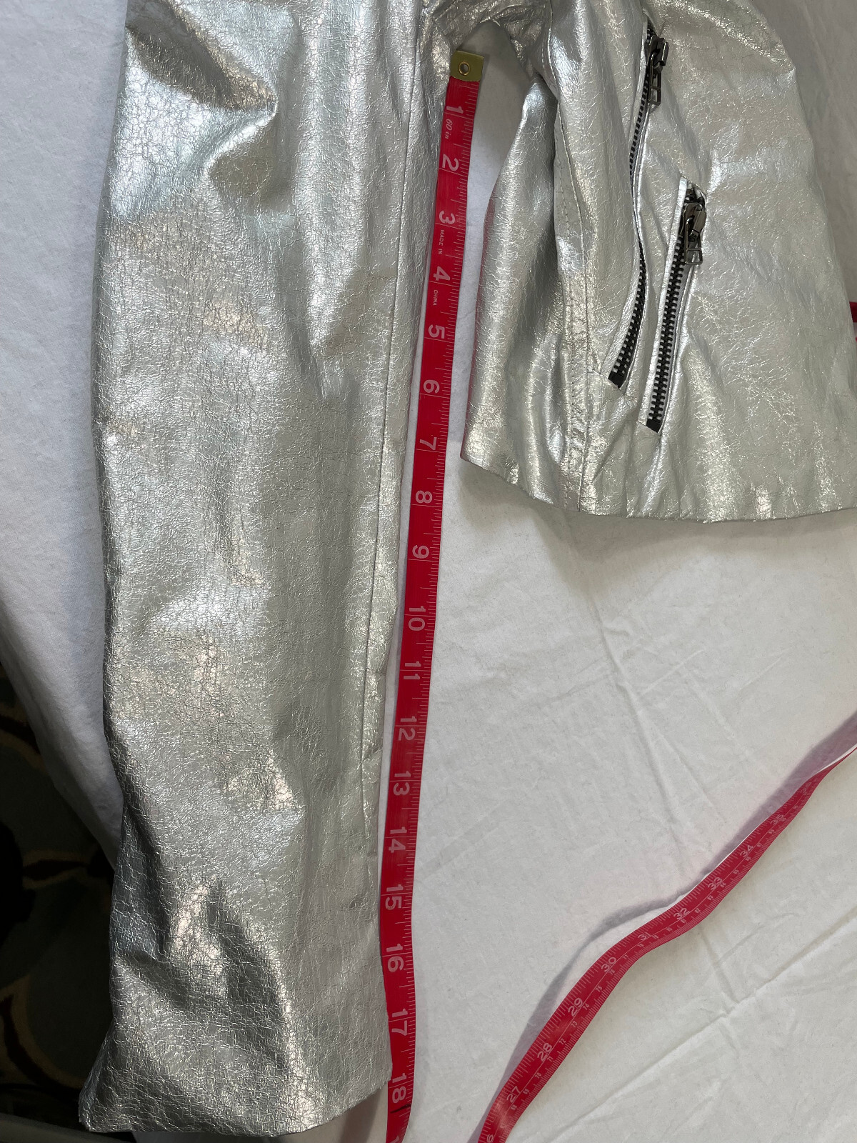 Zara basic bomber jacket metalic silver size  S - image 18