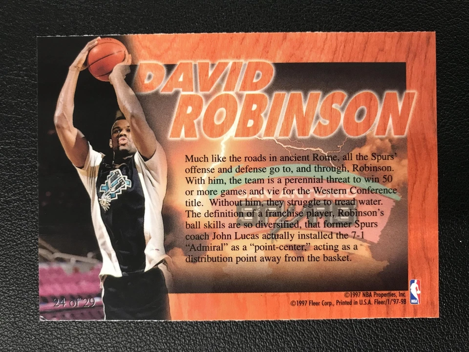 1997-98 Fleer #24 David Robinson Hardwood Leader San Antonio Spurs - Image 2 of 2