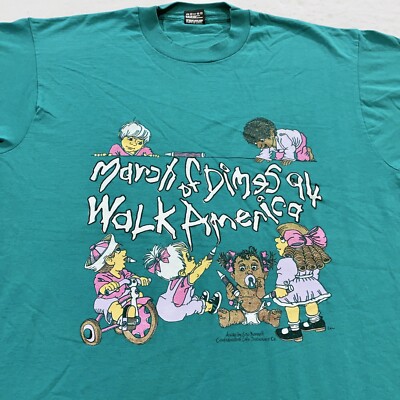 vintage 1994 MARCH OF DIMES WALK AMERICA DOUBLE-SIDED T-Shirt XL soft thin 90s