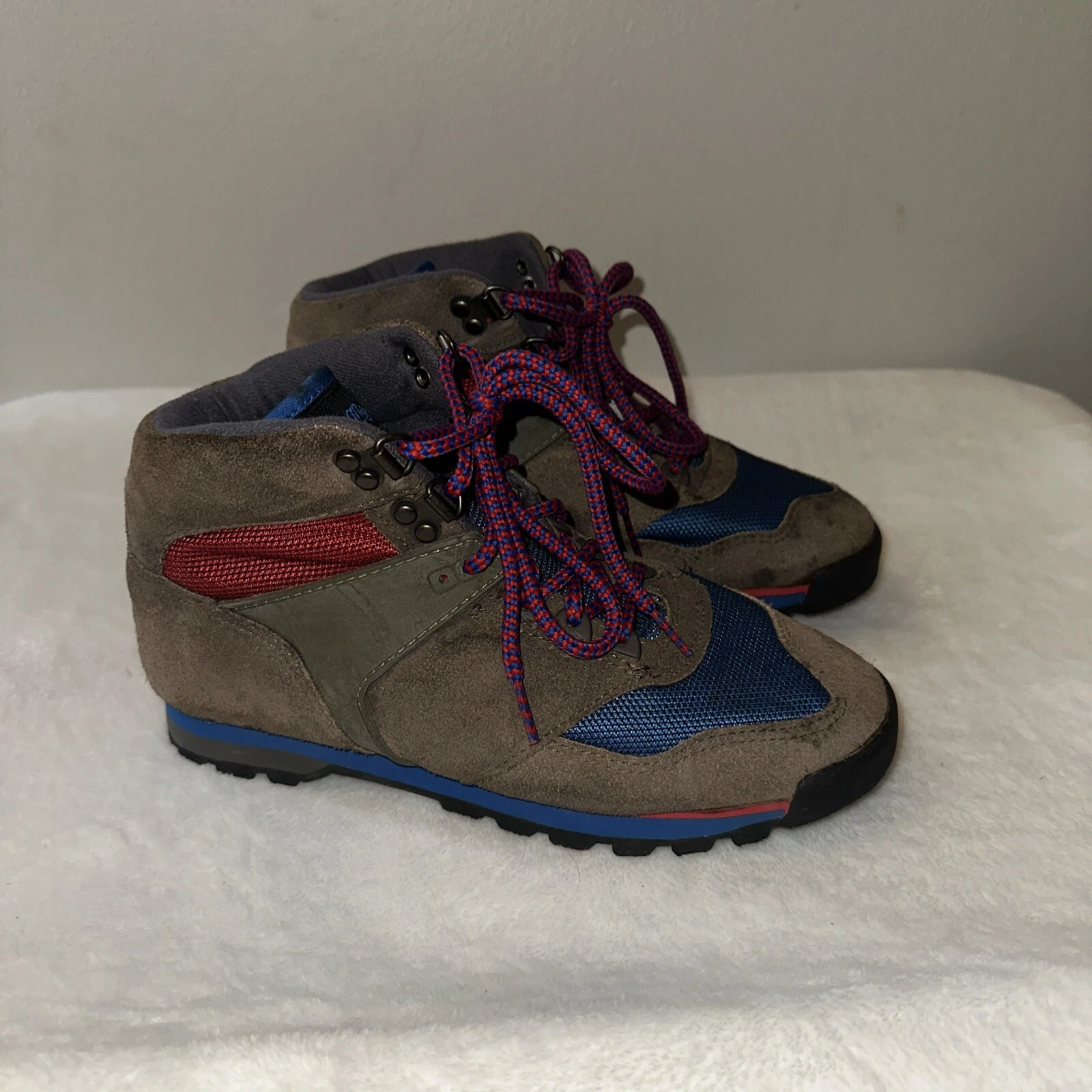 Coleman Hiking Boots Kids 7.5 Blue Suede Leather Lace Up Mid Ankle Outdoor