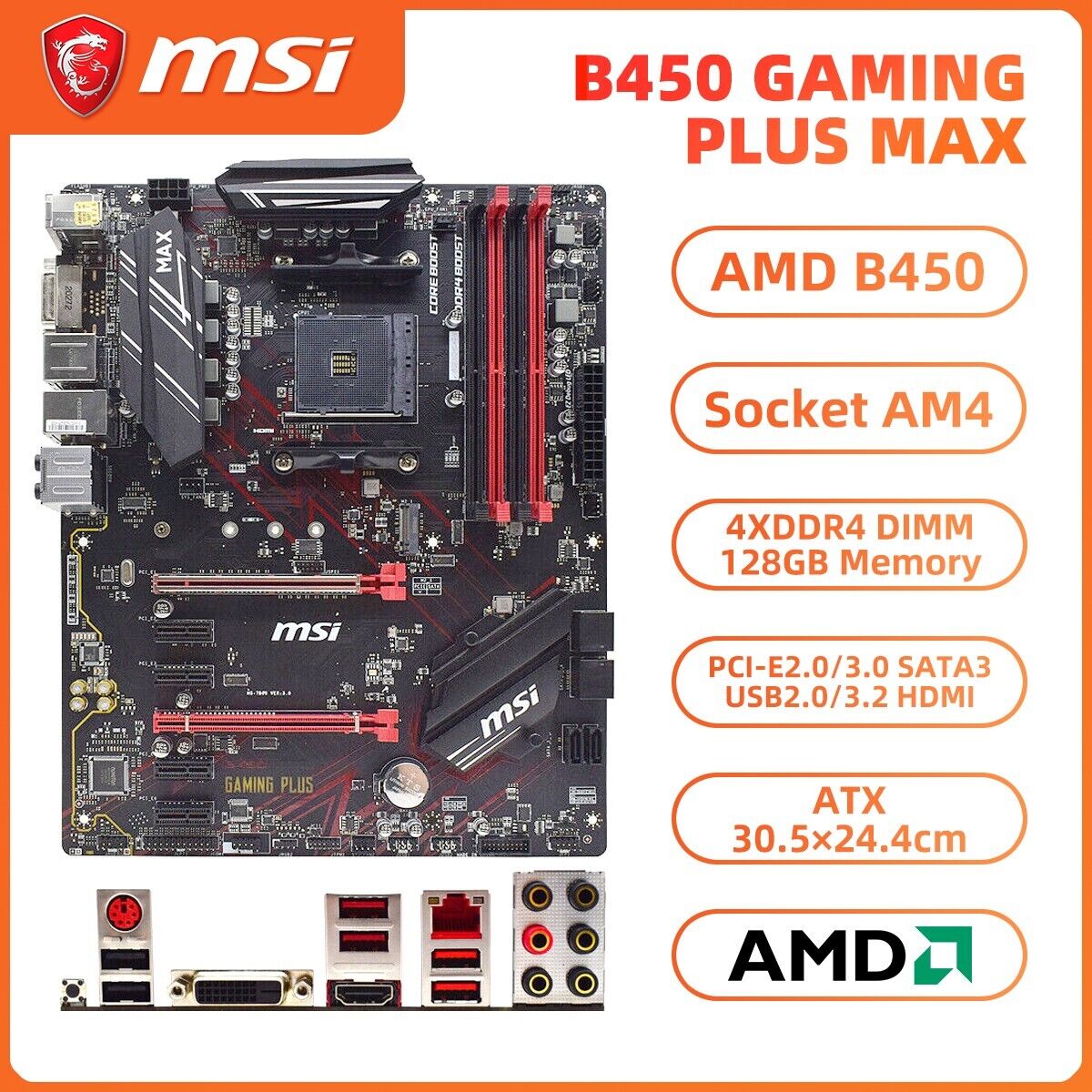 MSI B450 Gaming Plus Max Motherboard Black