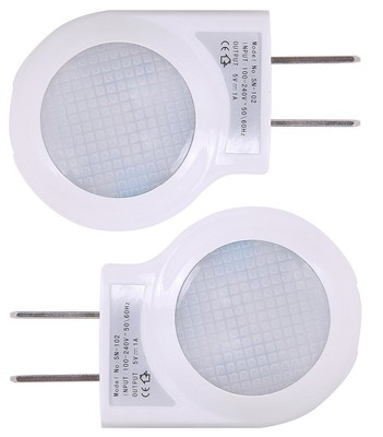 Portable Plugin 0.7w Travel Led Night Light 2 Pack Of White