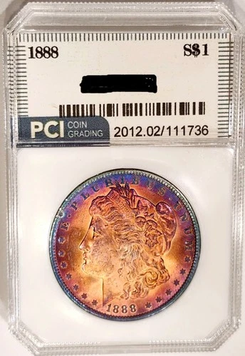 1888-P Rare Date Gem BU ++ Gorgeous Rainbow Color Toned Morgan Dollar No Reserve