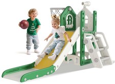 6 in 1 Toddler Slide for Toddlers Aged 1-3 Indoor Playset Green