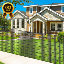 5 Panels No Dig Garden Fence with Gate, 40 In H X 12.1 Ft L Metal Fence Panels