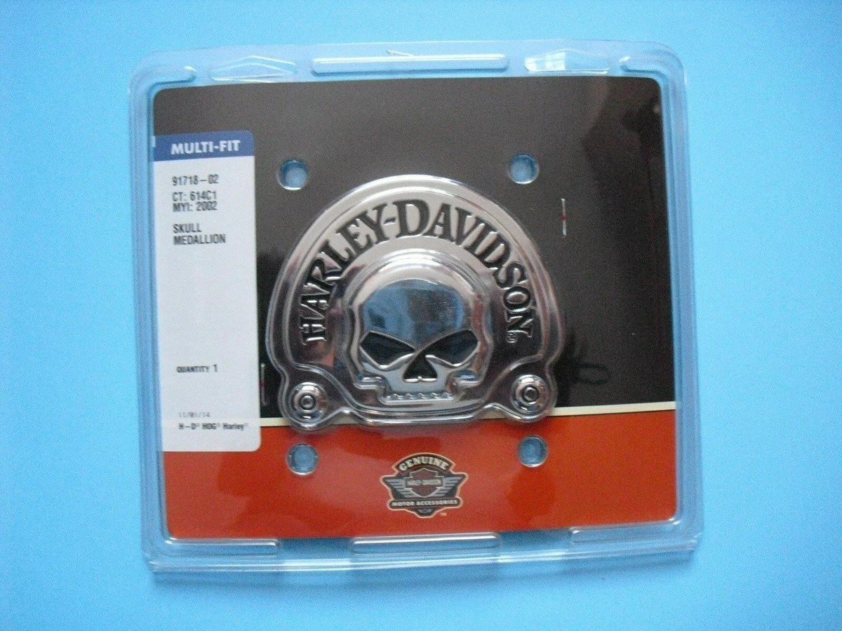 HARLEY OEM Willie G Skull CHROME MEDALLION BADGE Sissy Bar Tour 