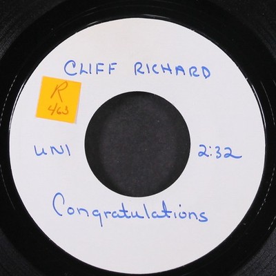 CLIFF RICHARD: congratulations UNI 7'' Single 45 RPM