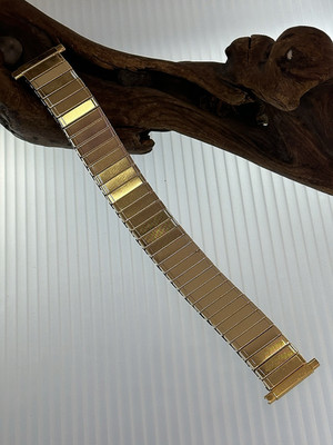 17 - 22 mm VINTAGE 1960's FLEXON GOLD STAINLESS STEEL MEN'S EXPANSION WATCH BAND