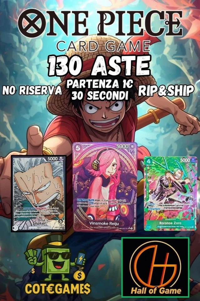 [LIVE] 💣3 BOMBE 💣130 ASTE ONE PIECE 🔨Partenza 1€ 💚​ con Hall of Game
