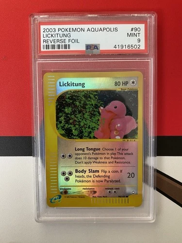 2003 Pokémon Aquapolis Lickitung #90 Reverse Foil PSA 9 Mint e-Reader Yuka Morii
