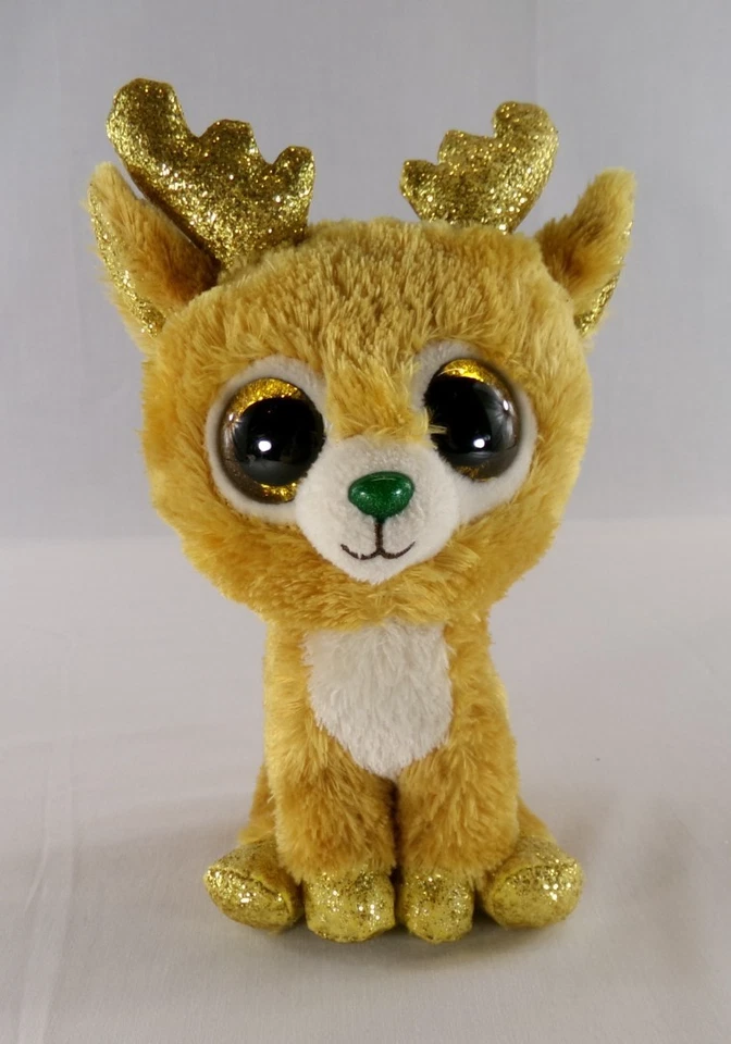 Ty Beanie Boo TySilk Reindeer Glitzy 2018 8" Plush Stuffed Animal Toy - EUC - Image 3 of 4
