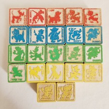Lot of 22 Vintage Disney 1.25" Alphabet Wooden Blocks  O548 