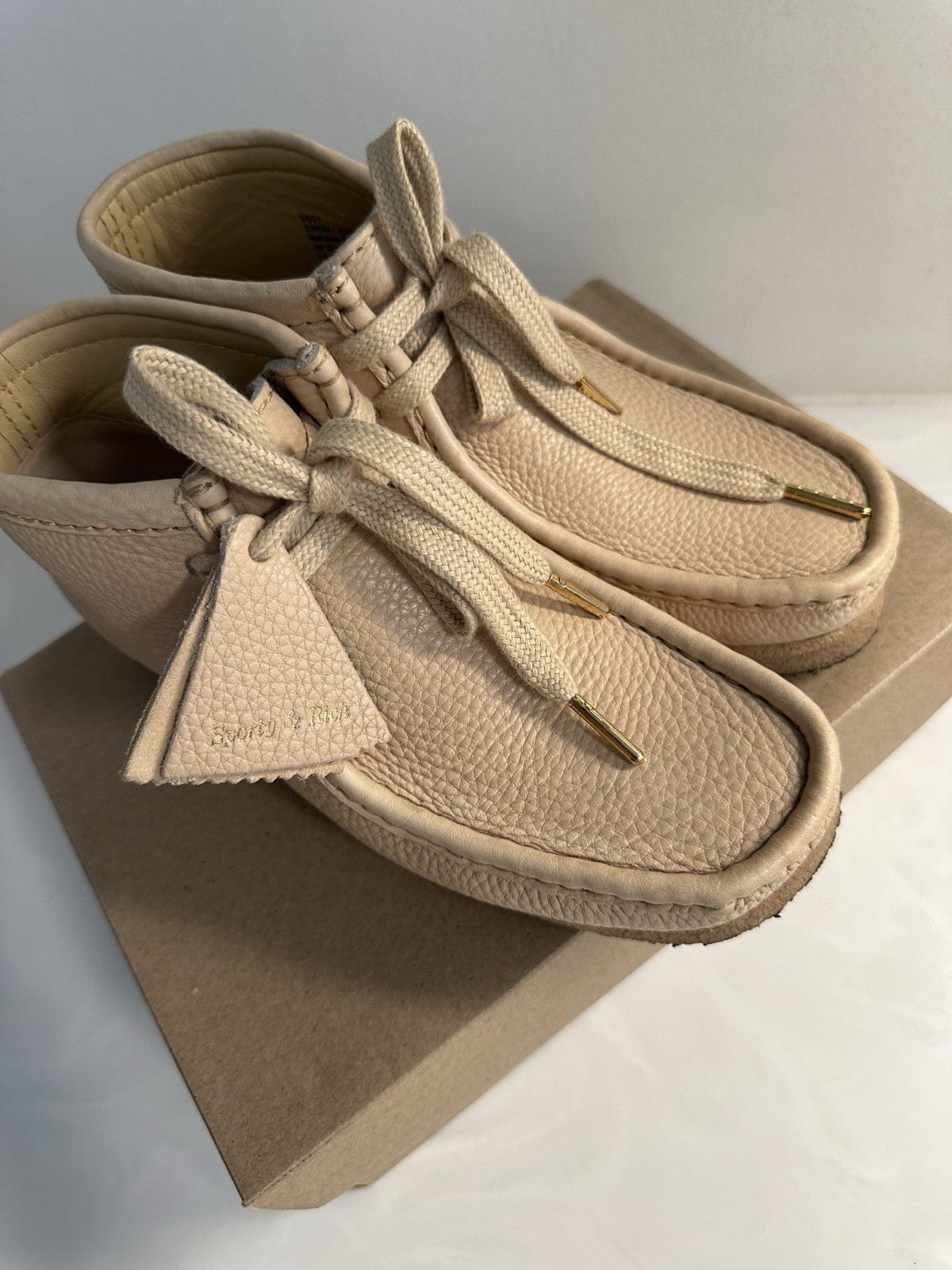 Clarks Original X Sporty & Rich Wallabee Off White Leather Chukka Boot Women 7