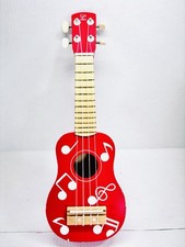 Hape Red Wooden Ukulele Musical Instrument Toy For Kids Age 3 And Up