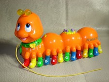 Leap Frog Talking Musical Caterpillar Alphabet Pal Pull Along Orange 2001 Works