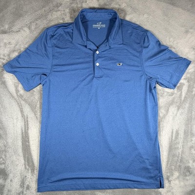 Vineyard Vines Polo Shirt Mens Size M Blue Golf Performance Stretch Whale Logo