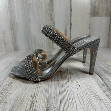 Badgley Mischka Women's Sade Jeweled Double-Band Stiletto Heeled Sandal
