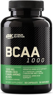 Optimum Nutrition BCAA 1000, 1,000 mg, 60 Capsules (500 mg per Capsule) Exp 8/27
