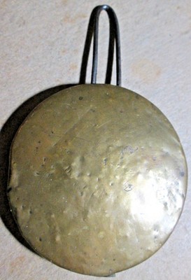 ANTIQUE HAMMERED BRASS & LEAD 2'' SLIDING ADJUSTABLE PENDULUM BOB, USED