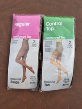 Lot Of 2 Pantyhose Size Medium. Various Colors. New Control Top / Regular