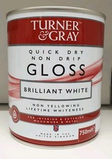 Turner&Gray NonDrip Gloss White Wood&Metal Paint QUICK DRYInterior Exterior750ml