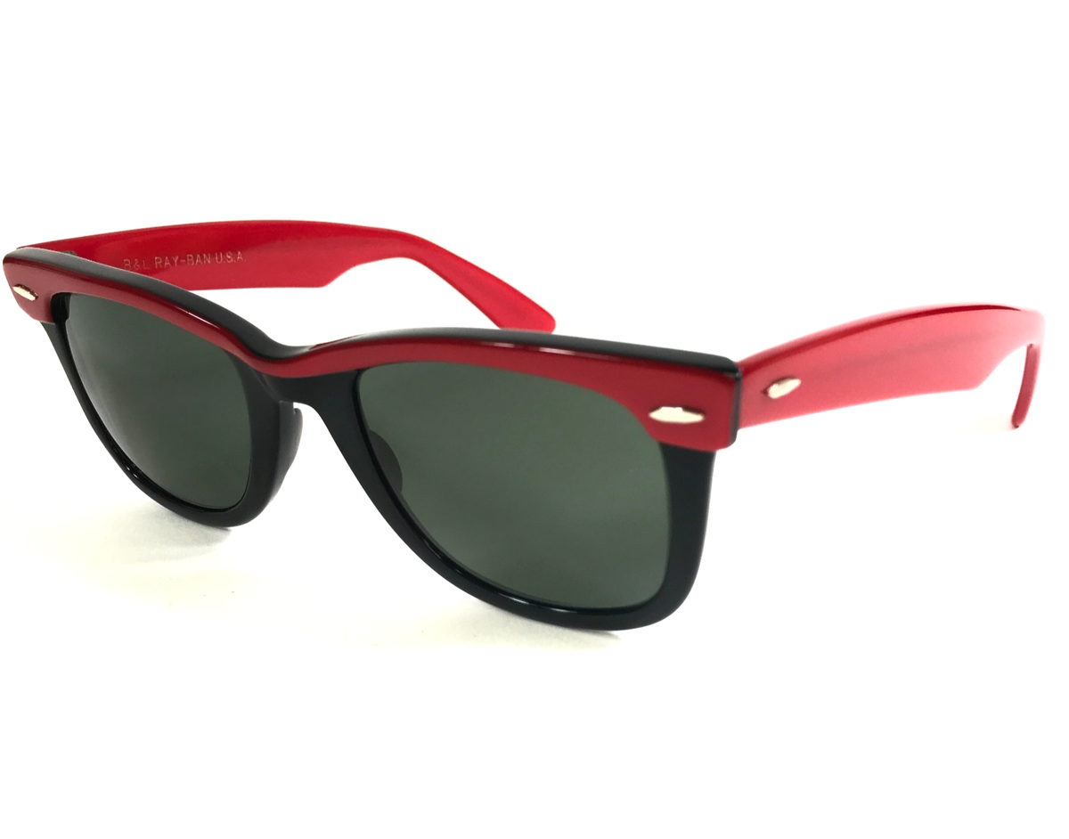 Vintage B&L Ray-Ban Sunglasses WAYFARER 5022 Black Ebony Red