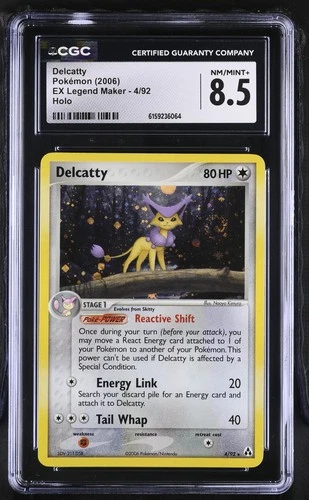 CGC 8.5 Delcatty 4/92 EX Legend Maker Holo Swirl Pokemon Card